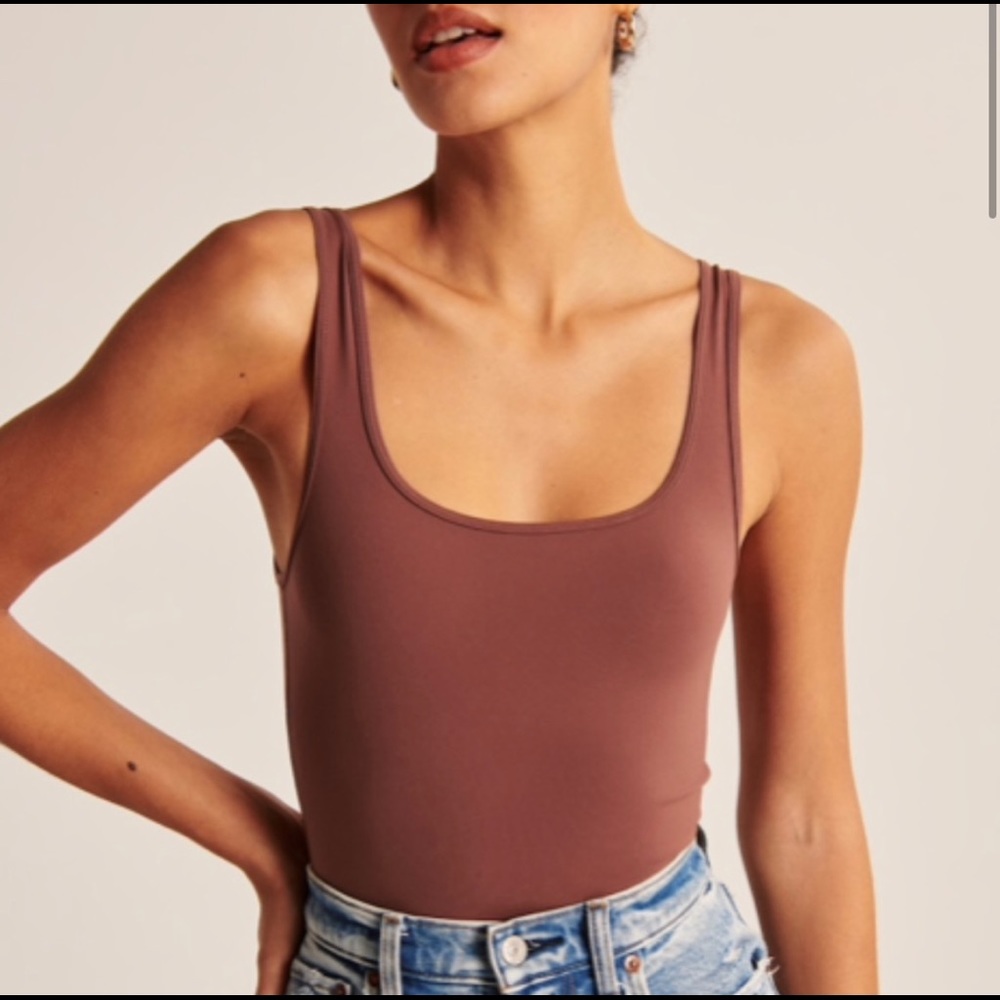 Abercrombie Seamless Fabric Tank Bodysuit xs brown NWOT